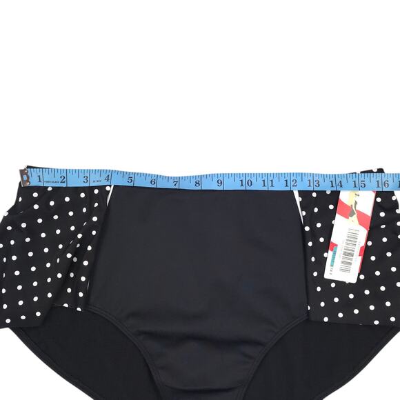 Spanx Shaping Flirty Skirted Swim Bottom Black Polka Dot High Waist - Picture 3 of 10